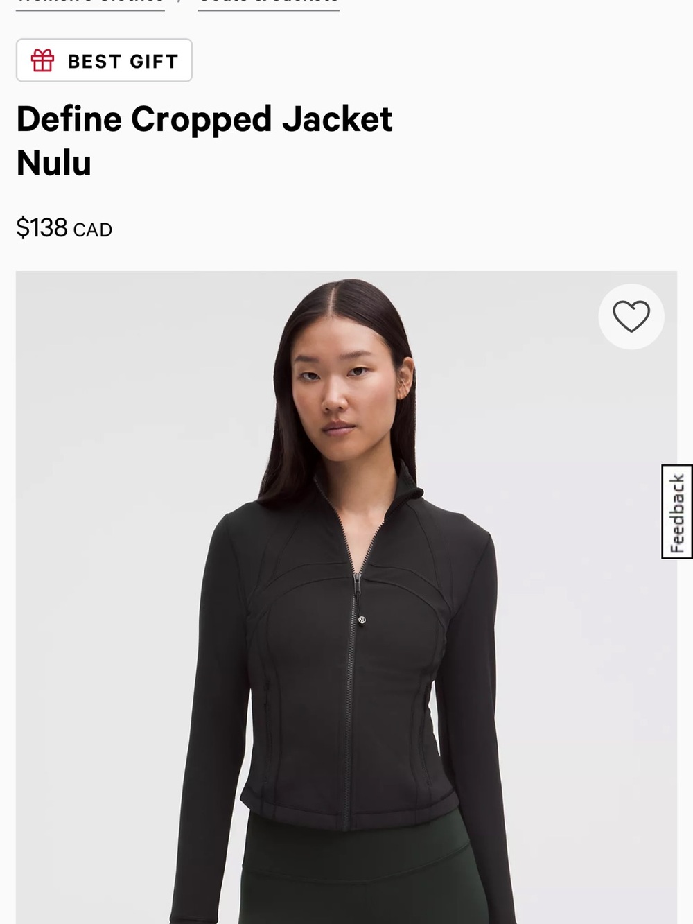 lululemon athletica Black Define Cropped Jacket